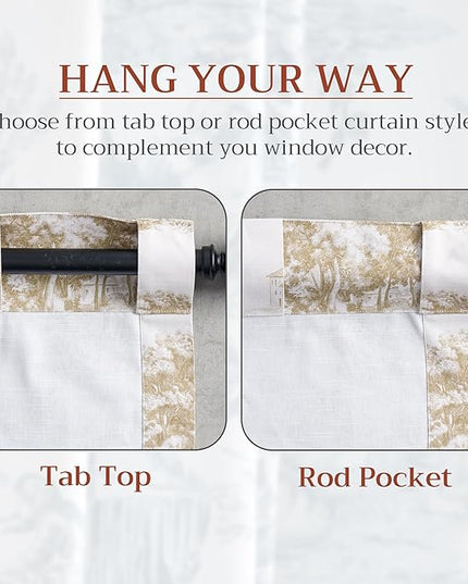 Maison d' Hermine Curtains for Living Room 100% Cotton 108 inch Length One Panel Light Filtering Toile Curtains for Bedroom Windows with Rod and Loop Pockets Drapes (Trianon Bronze, 50" W x 108" L)