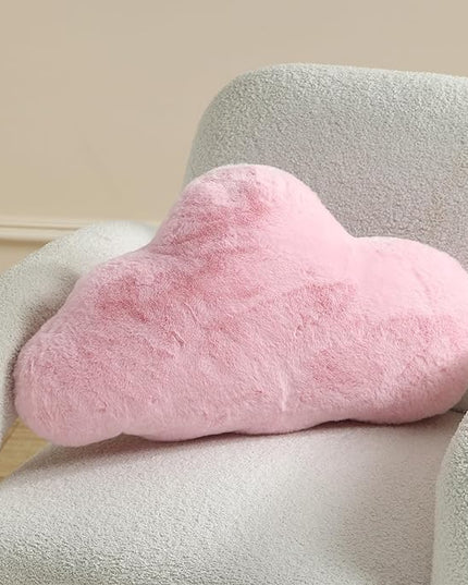 YRXRUS Cloud Pillows, Pink Cloud Shaped Pillow, Decorative Throw Pillow Gifts, Cute Plush Room Decor, Fluffy Faux Rabbit Fur 9.5"x16" Pillows for Living Bedroom Kids Room