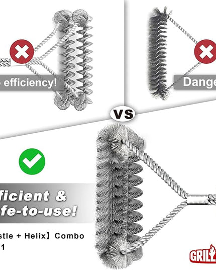 GRILLART Grill Brush [Wire + Helix] Combined BBQ Brush - Safe & Efficient Grill Cleaning Brush - 18" Grill Cleaner Brush Scrubber for Gas/Porcelain/Charbroil Grates – BBQ Accessories Gifts for Men/Dad