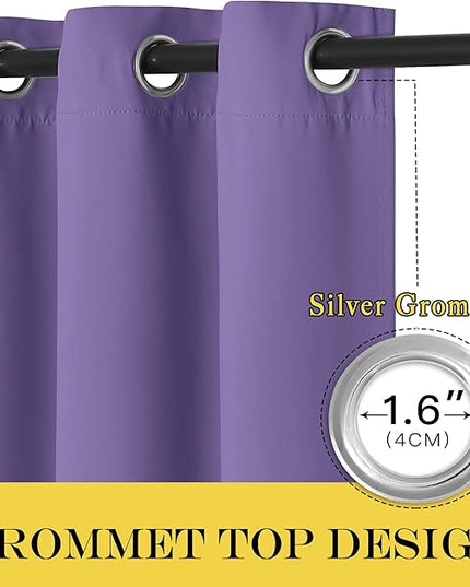 NICETOWN Blackout Curtains 63 inches Long for Living Room Bedroom, Grommet Thermal Insulated Room Divider Drape Window Treatment for Sliding Patio Door, W100 x L63, 1 Panel, Lilac Purple