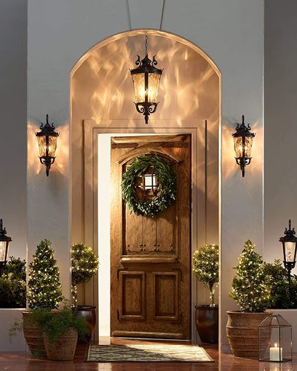 John Timberland Marseille Rustic Industrial Outdoor Wall Light Fixture Veranda Bronze Scroll 21 1/2" Champagne Hammered Glass for Exterior House Porch Patio Outside Deck Garage Front Door Home