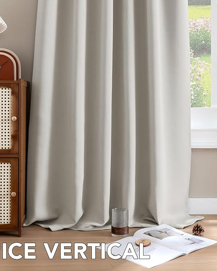 H.VERSAILTEX Blackout Curtains Thermal Insulated Window Treatment Panels Room Darkening Blackout Drapes for Living Room Back Tab/Rod Pocket Bedroom Draperies, 52 x 45 Inch, Ivory/Cream, 2 Panels