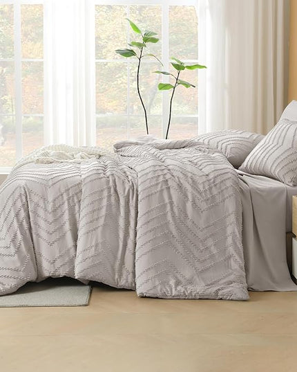 Litanika Linen King Size Comforter Set with Sheets - 7 Pieces Bed in a Bag King Boho Tufted Complete Bedding Sets with Comforter, Sheets, Pillowcases & Shams