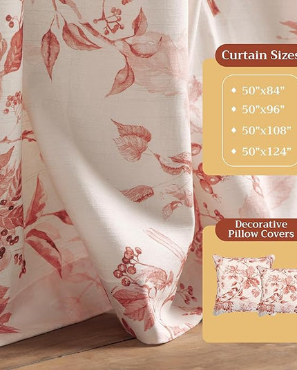 Maison d' Hermine Curtains for Living Room 100% Cotton 108 inch Length One Panel Light Filtering Curtains for Bedroom Windows with Rod and Loop Pockets Drapes (Equinoxe Terracotta, 50" W x 108" L)