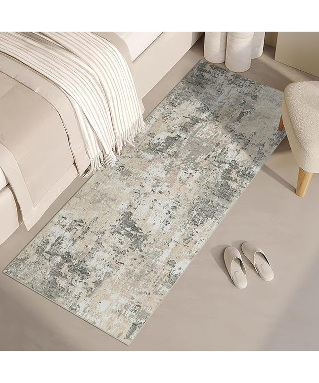Modern Abstract 2x8 Runner Rug Washable Non Slip Stain Resistant Rug for Hallway Kitchen Bedroom Non Shedding Low Pile Indoor Floor Cover,Grey Yellow