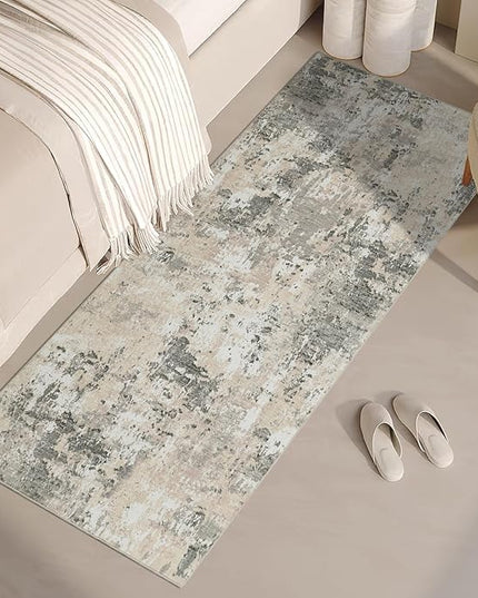 Modern Abstract 2x7 Runner Rug Washable Non Slip Stain Resistant Rug for Hallway Kitchen Bedroom Non Shedding Low Pile Indoor Floor Cover,Grey Yellow