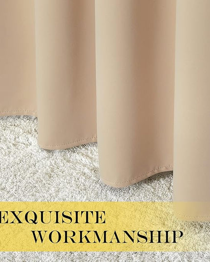 NICETOWN 72 inch Bedroom Curtain, Thermal Insulated Grommet Window Treatments Room Darkening Sound Reducing for Kids Room/Home Office, Biscotti Beige, 1 Panel, W46 x L72