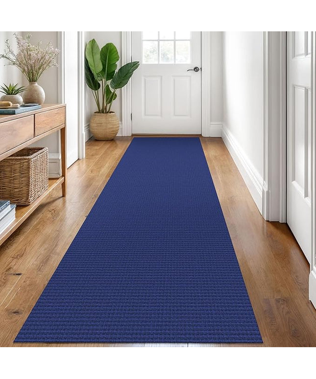 KOZYFLY Runners for Hallways 2.6x8 ft Washable Kitchen Runner Non Slip Rubber Backed Hall Runners Cotton Entryway Runner Rugs Floor Carpet for Indoor Backdoor Bedroom Kitchen, Royal Blue/Navy