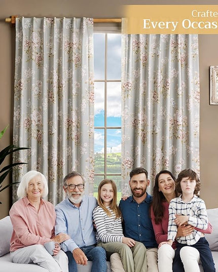 Maison d' Hermine Curtains for Living Room 100% Cotton 124 inch Length One Panel Light Filtering Curtains for Bedroom Windows with Rod and Loop Pockets Drapes (Newburry Pewter, 50" W x 124" L)