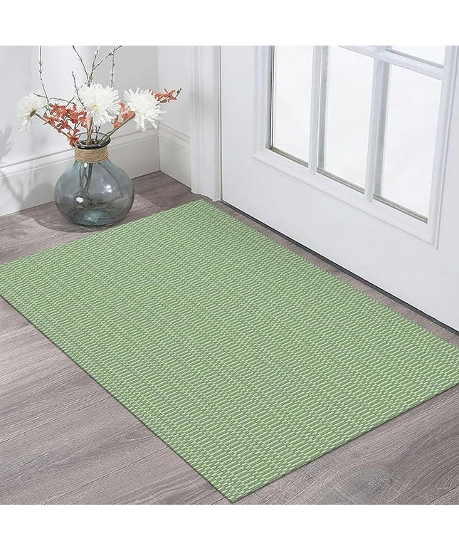 KOZYFLY Washable Area Rug 2x3 Ft Small Entryway Rug Indoor Door Mat Throw Rugs with Rubber Backing, Braided Cotton Floor Carpet for Front Entrance Bathroom Kitchen Foyer, Sage Green