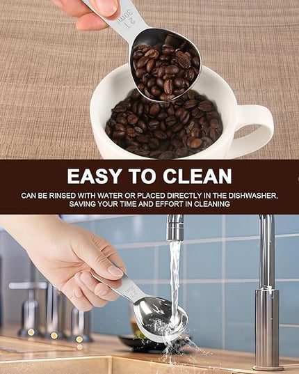 Coffee Scoop Set, Tablespoon Scoop 2 Pc Set (1 Tbsp & 2 Tbsp), Stainless Steel Measuring Spoons for Ground Coffee with Short Handles, for Tea, Sugar, or Flour