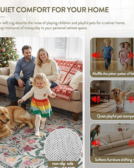 Wonnitar Christmas Decorations for Bedroom, Round Christmas Rug for Entryway Indoor, 4ft Washable Circle Rug Holiday Decor Non Slip Small Round Carpet for Living Room Kids Room Bathroom Xmas Tree