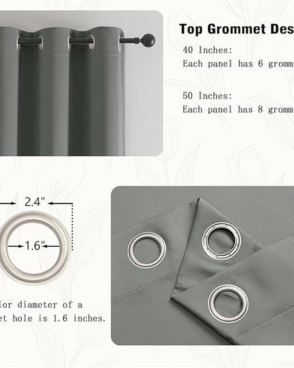 Simplebrand Light Grey Kitchen Valances for Windows 18 Inches Long 2 Pack, Room Darkening Window Valances for Living Room, Grommet Short Straight Drape Kitchen Curtains for Bedroom Kids Room, 40Wx18L