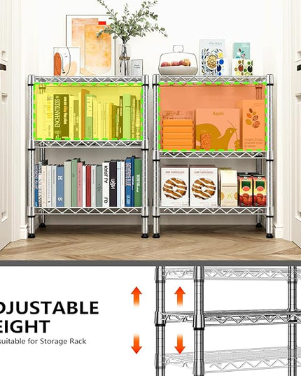 750 lbs 3 Tier Shelf Metal Storage Shelves Wire Rack Closet Organizers with PP Board for Garage Kitchen Bathroom Laundry Chrome 11.8" D x 21.7" W x 28.6" H