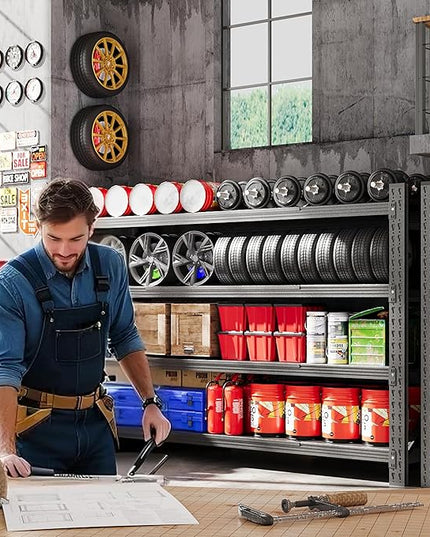 48" W Metal Storage Shelves Heavy Duty, 3000LBS Garage Shelving Units, 4 Tier Tall Metal Shelving, 24" Deep Steel Shelf Rack , Adjustable Utility Standing Shelf for Warehouse/Shop 48"W x 24"D x 70"H
