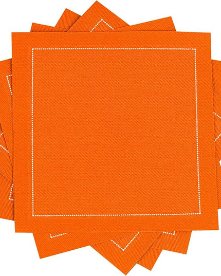Five Star Napkins Luxury Cotton Cloth Cocktail Napkins - Bar Napkins, Party Napkins, Beverage Napkins, Events, Holiday, Wedding, Birthday, Parties - 4.5" x 4.5" - Disposable (50 x) Persimmon