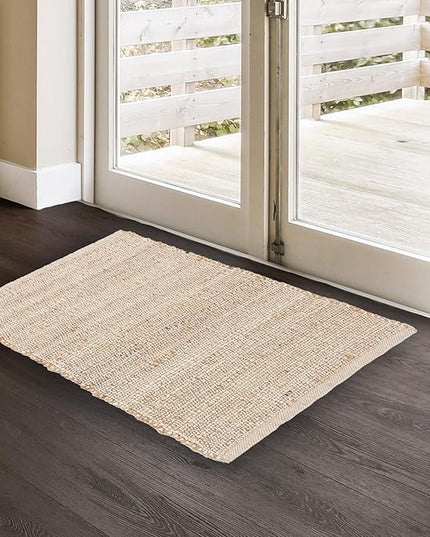 REDEARTH · Jute Cotton Area Rug - 2'x3' Rectangular Rug, Sustainable Handwoven, Non-Shedding, Soft & Durable – Reversible, Neutral Tones for Home Décor in Living Room, Dining Room, Bedroom, Set of 2