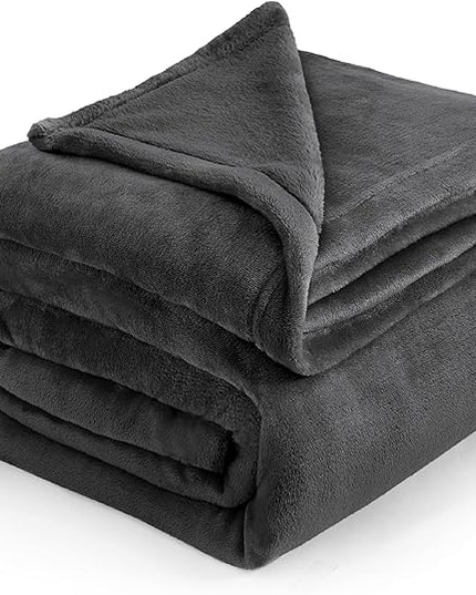 Bedsure GentleSoft Fleece Blankets Queen Size Dark Grey - Bed Blanket Soft Lightweight Plush Fuzzy Cozy Luxury Microfiber, 90x90 inches