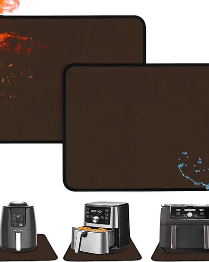 Heat Resistant Mats for Countertop - Fireproof 15x18 in Heat Resistant Mats for Air Fryer - Kitchen Countertop Protector for Air Fryer, Coffee Maker, Stand Mixer, Toaster, Oven 2PCS - Brown