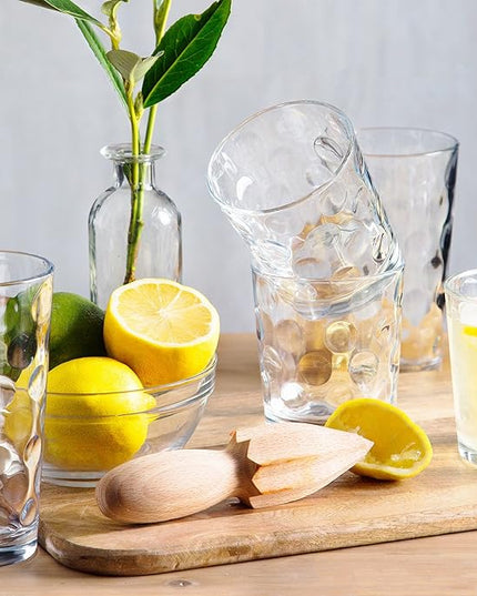 Home Essentials & Beyond Glassware Set 18 Piece Mixed Drinkware Set. 6 Highball Tumblers-17 oz., 6 Rock Whiskey-13 oz., and 6 Juice-7 oz. All Size Glass Cups Drinking Glasses. (Design on Inner Glass)