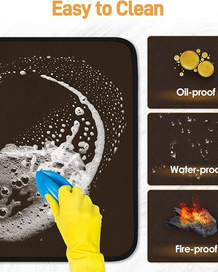 Heat Resistant Mats for Countertop - Fireproof 16x24 in Heat Resistant Mats for Air Fryer - Kitchen Countertop Protector Hot Pad for Air Fryer, Coffee Maker, Stand Mixer, Oven Brown - 2PCS