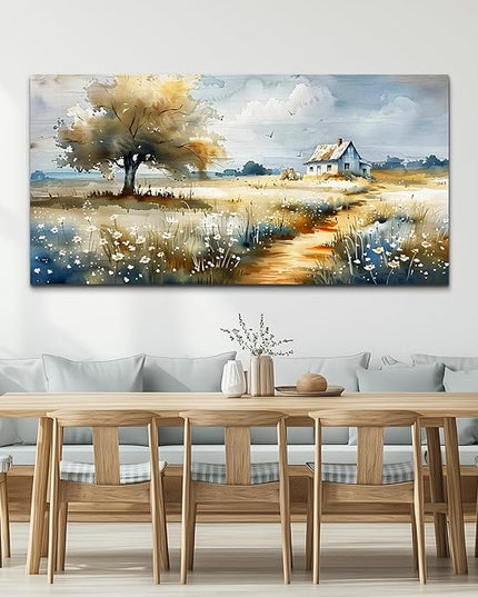FUHAIHUA Large Canvas Wall Art For Bedroom Wall Decor For Living Room Modern Office Decorations Pastoral Pictures Scenery Watercolour Wall Paintings Artwork Farmhouse Home Decor Mural 30x60 In
