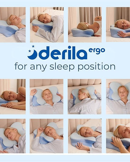 Derila Ergo Cervical Neck Pillow for Sleeping Pillow Contour Memory Foam Pillows for Back, Side Sleeper Pillows 21.25 x 14.17 x 4.72 inches