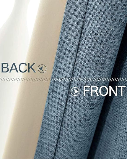 MIULEE Linen Texture Curtains for Bedroom Solid Blackout Thermal Insulated Dusty Blue Curtains Grommet Room Darkening Draperies for Living Room Nursery 52x120 Inch (2 Panels)