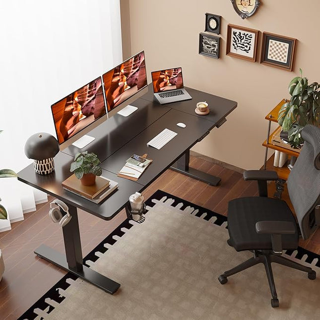 Adjustable Standing Desk, Large 79x31 Inches Standing Desk with Cable Management, Height Adjustable Home Office Computer Desk with with Cup Holder & Memory Preset