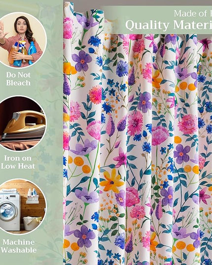 Maison d'Hermine Curtains for Living Room 100% Cotton 124 inch Length One Panel Window Curtains for Bedroom with Loop & Rod Pockets - Maia, 50" W x 124" L