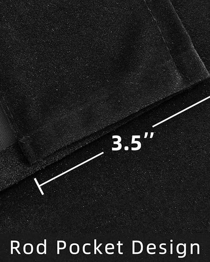 Joydeco Black Velvet Curtains 63 inch Length 2 Panels, Luxury Blackout Rod Pocket Thermal Insulated Window Curtains, Super Soft Room Darkening Drapes for Living Dining Room Bedroom,W62 x L63 inches