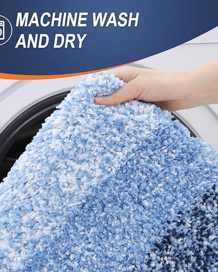 OLANLY Bathroom Rug Set 2 Piece, Soft Absorbent Microfiber Bath Rug Set, Non-Slip, Machine Wash Dry, Plush Shaggy Bath Mats for Bathroom (30"x20"+24"x16", Navy)