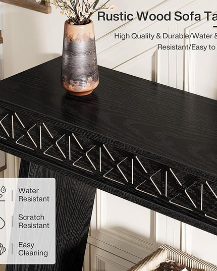 Tribesigns Modern Console Table, 71-Inch Extra Long Entryway Table with Storage, 2-Tier Narrow Sofa Table Behind Couch, Farmhouse Wooden Accent Table for Living Room, Hallway, Foyer, Black