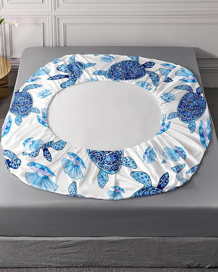 AILONEN Sea Turtle Fitted Sheet Set Twin XL Size, Blue Watercolour Turtle Soft Bedding Set for Kids Boys Room,Seashell Pearl Resistant Microfiber Sheets,1 Fitted Sheet 2 Pillowcases,3 Pcs