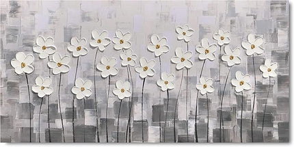 Yihui Arts Abstract Floral Oil Paintings on Canvas Extra Large Hand Painted Modern Stretched Contemporary Wall Art Flowers Artwork for Living Room Home Decor