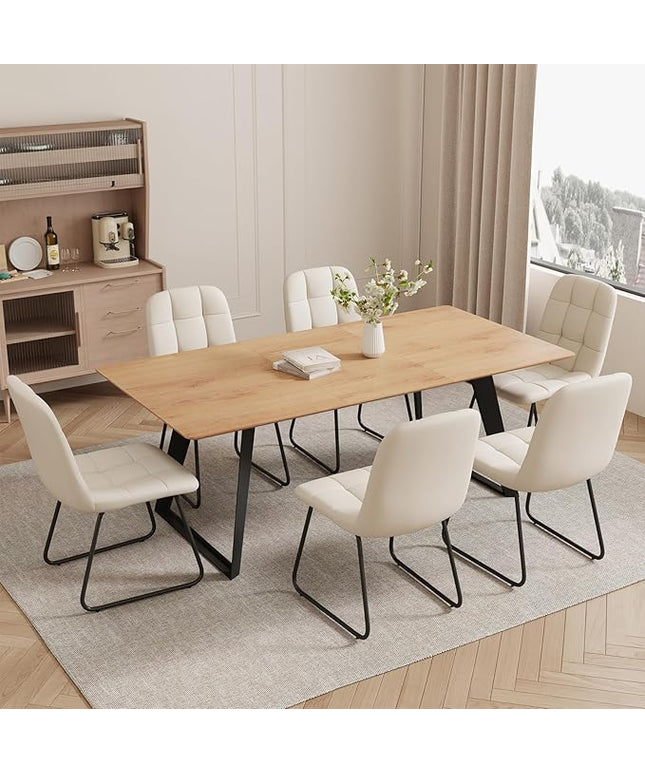 ZckyCine 67" Expandable Dining Table Set with Chairs – Modern Rectangular Wooden Table, Space-Saving Multifunctional Furniture for Kitchen, Apartment, or Small Dining Room