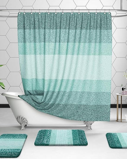 OLANLY Bathroom Rug Set 2 Piece, Soft Absorbent Microfiber Bath Rug Set, Non-Slip, Machine Wash Dry, Plush Shaggy Bath Mats for Bathroom (47"x20"+24"x16", Blackish Green)