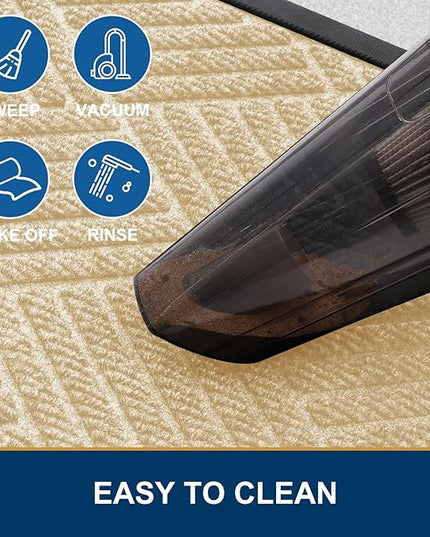 Smiry Front Door Mat Outside Entrance, Heavy Duty Outdoor Indoor Natural Rubber Doormat, Non Slip, Trap Dirt and Moisture, Easy Clean, Low Profile Patio Porch Entryway Mat, 71x47, Beige