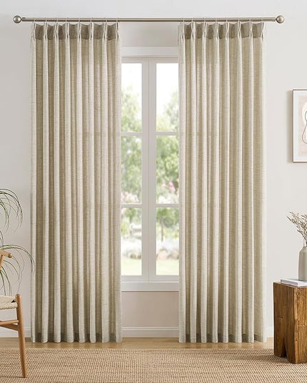 RAIN CITY Beige Pinch Pleated Sheer Curtains 78 Inches Long,W50 x L78 Inch Light Filtering Drapes for Kids Bedroom Nursery Privacy Back Tab with Hooks Semi Sheer Curtain 2 Panels Set