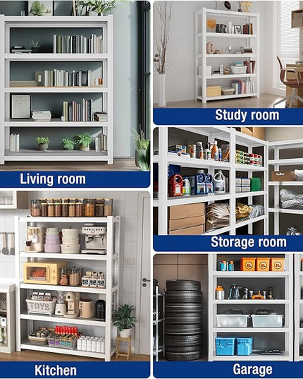 WORKPRO 3000lbs 5-Tier Shelving Unit, 72" H Adjustable Storage Shelves, Boltless Garage Shelving Unit for Garage, Kitchen, Durable Scratch-Resistant Panels, White