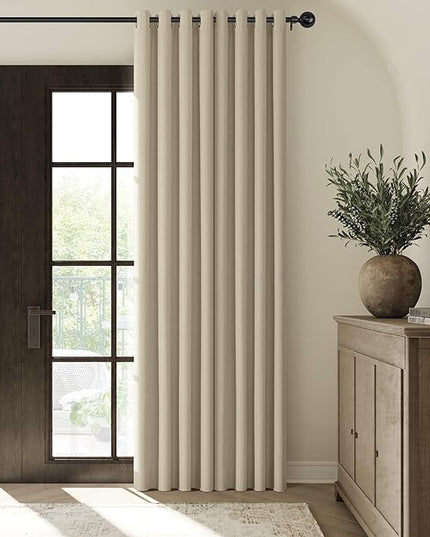 ChrisDowa 100% Blackout Natural Solid Solid Curtains 96 Inches Long 2 Panels for Bedroom Living Room,Farmhouse Room Darkening Thermal Insulated Soundproof Grommet Top Window Treatment Drapes,52x96
