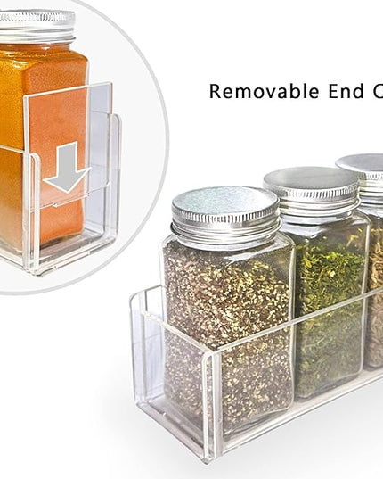PMMASTO Adhesive Acrylic Spice Rack Organizer for Wall with Nano Double Sided Tape, Spice Shelf Organization for Kitchen Cabinet Door/Pantry Door, Wall Mount Seasoning Rack (Clear-2 Pack)