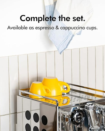 KIVY Espresso Cups Set of 4 - Stoneware - Italian Style - 3oz Each - Yellow