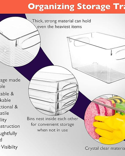 ClearSpace Clear Plastic Storage Bins – Perfect Kitchen Organization and Storage or Pantry Storage – Fridge Organizer, Pantry Organization and Clear Storage Bins, Cabinet Organizers