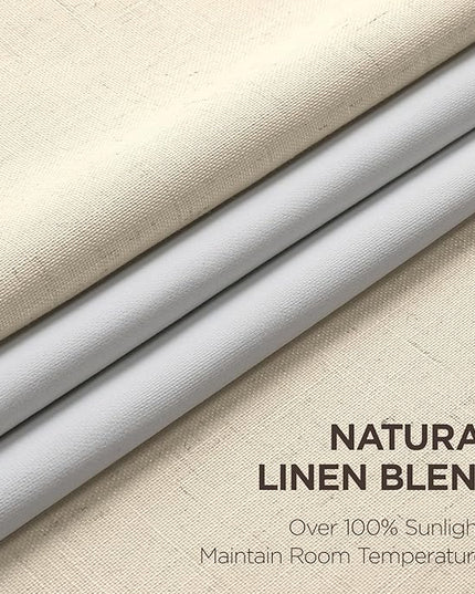 Joydeco Pinch Pleated Linen Curtains for Living Room, 100% Blackout Darkening Curtains 72 inches Length 2 Panel Thermal Insulated Pinch Pleat Drapes(Bleached Sand,40'' Wx72'' L)