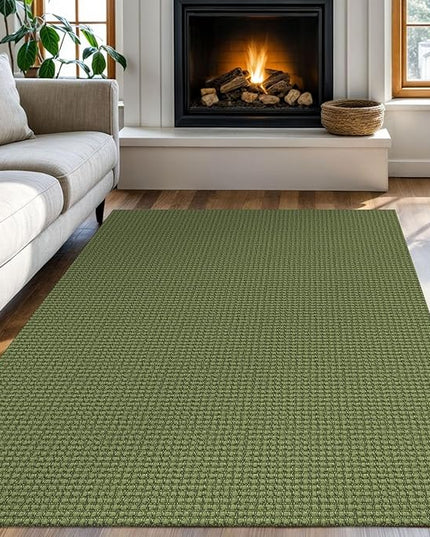 KOZYFLY Washable Area Rug 4x6 ft Non Slip Rubber Backed Living Room Rugs Braided Woven Cotton Kitchen Rugs Indoor Entryway Rug Floor Carpet for Dining Living Room Bedroom, Bright Green/Earthy Green