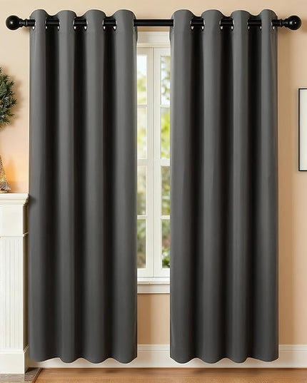 Room Darkening Curtains 72 Inch Length for Bedroom Living Room, Insulated Thermal Grommet Curtain Drapes, Blackout(60-90%,Not 100%) Window Treatment Decor, 2 Panels, 52x72, CharcoalGrey