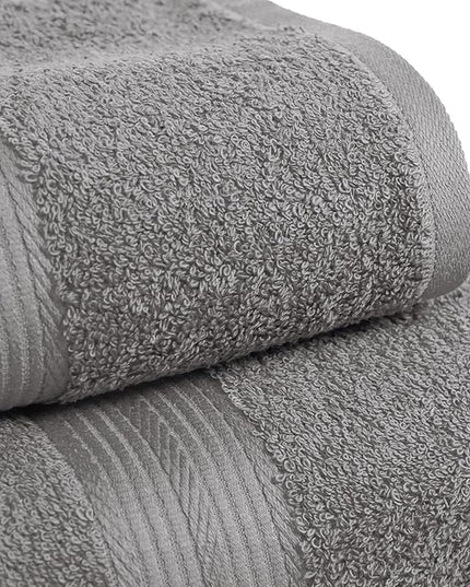 Amazon Basics 6 Piece Oversized Fade resistant Towel set, 100% Cotton towels for bathroom, soft and absorbent, 2 Bath Towels, 2 Hand Towels and 2 Washcloths bathroom towel set, Gray