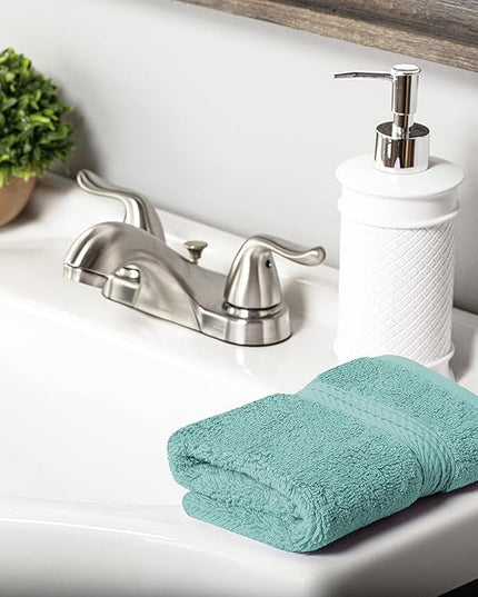 Superior Egyptian Cotton Pile Face Towel/Washcloth Set of 6, Ultra Soft Luxury Towels, Thick Plush Essentials, Absorbent Heavyweight, Guest Bath, Hotel, Spa, Home Bathroom, Shower Basics, Turquoise
