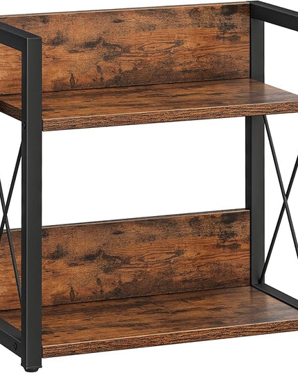 Giikin Counter Shelf Organizer, 2 Tier Kitchen Spice Rack for Countertop, Wood Coffee Counter Organizer for Home (Rustic Brown, L)